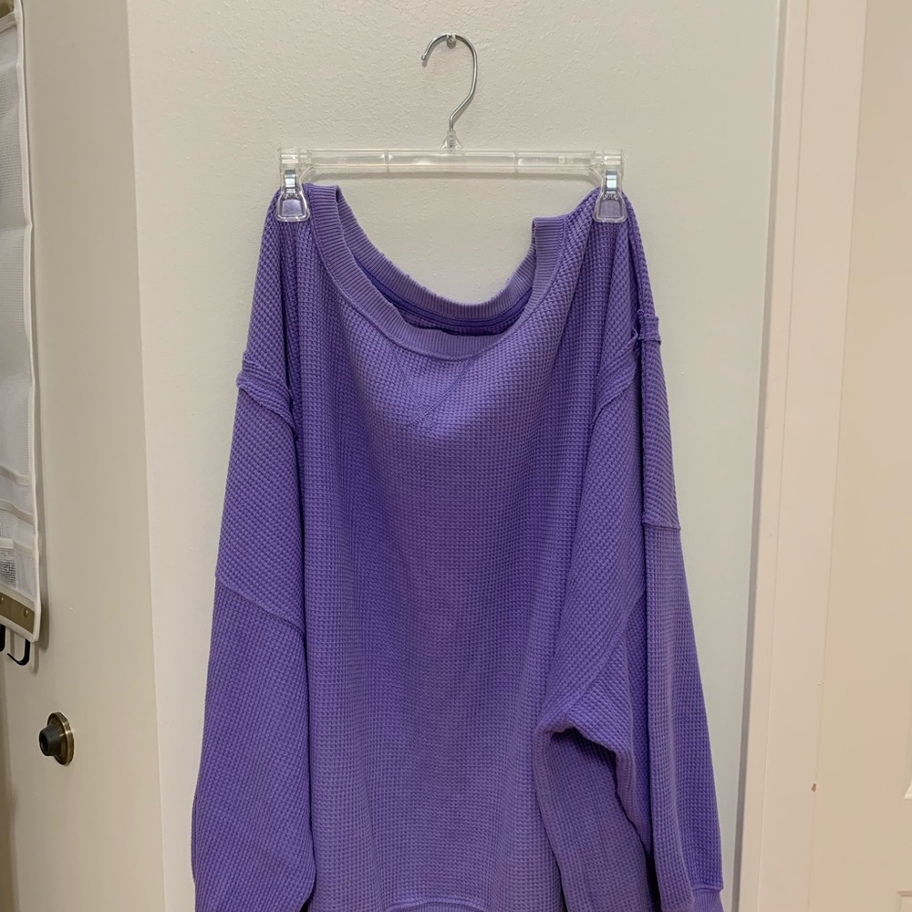 purple aerie oversized “big hug” waffle crewneck!!